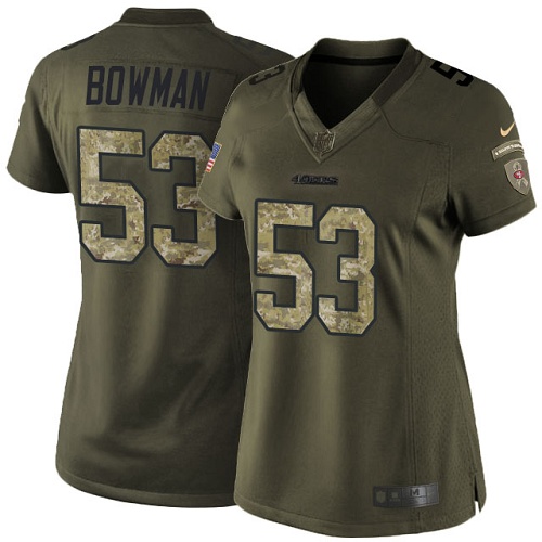 Women's Elite NaVorro Bowman Nike Jersey Green - #53 Salute to Service NFL San Francisco 49ers